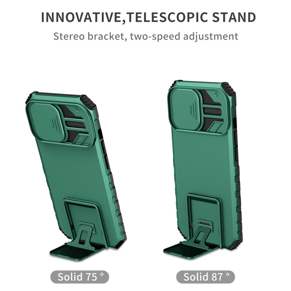 Coque Kickstand avec Protège Caméra iPhone 13 Pro Vert