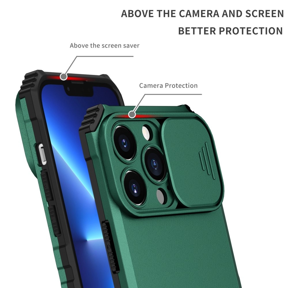 Coque Kickstand avec Protège Caméra iPhone 13 Pro Vert