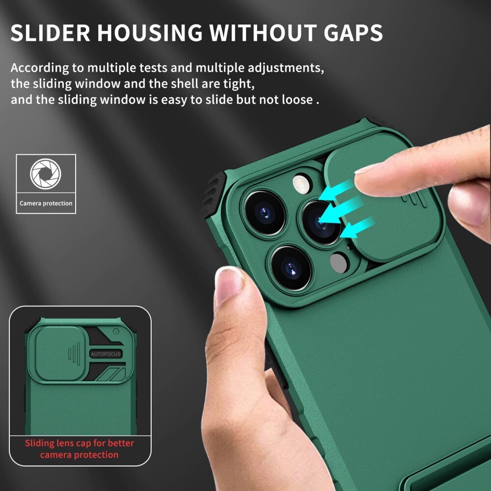 Coque Kickstand avec Protège Caméra iPhone 13 Pro Vert