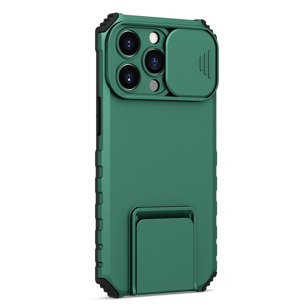 Coque Kickstand avec Protège Caméra iPhone 13 Pro Vert