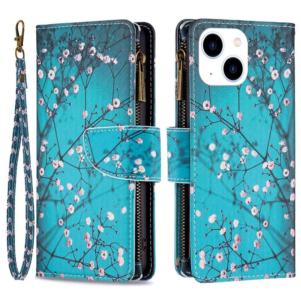 Coque Étui portefeuille iPhone 14 Fleurs de cerisier