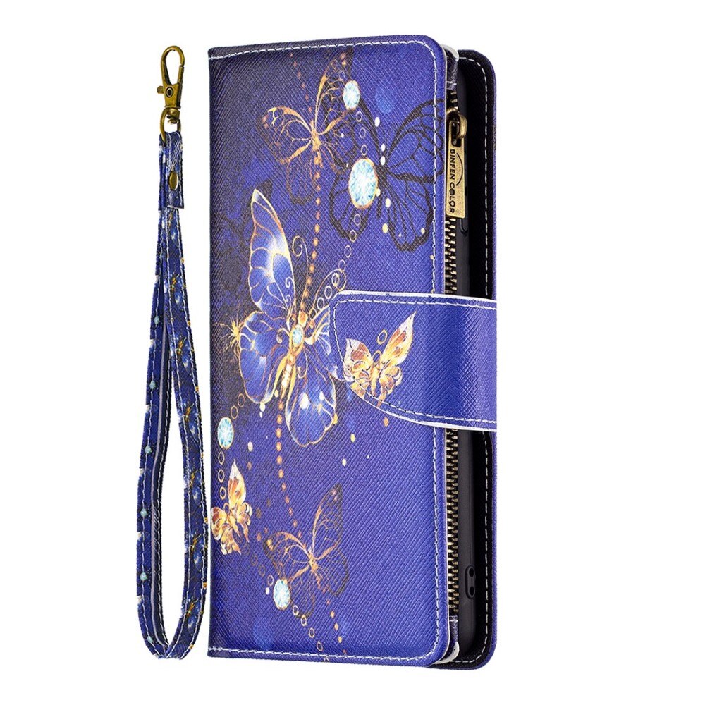 Coque Étui portefeuille iPhone 14 Papillons violets