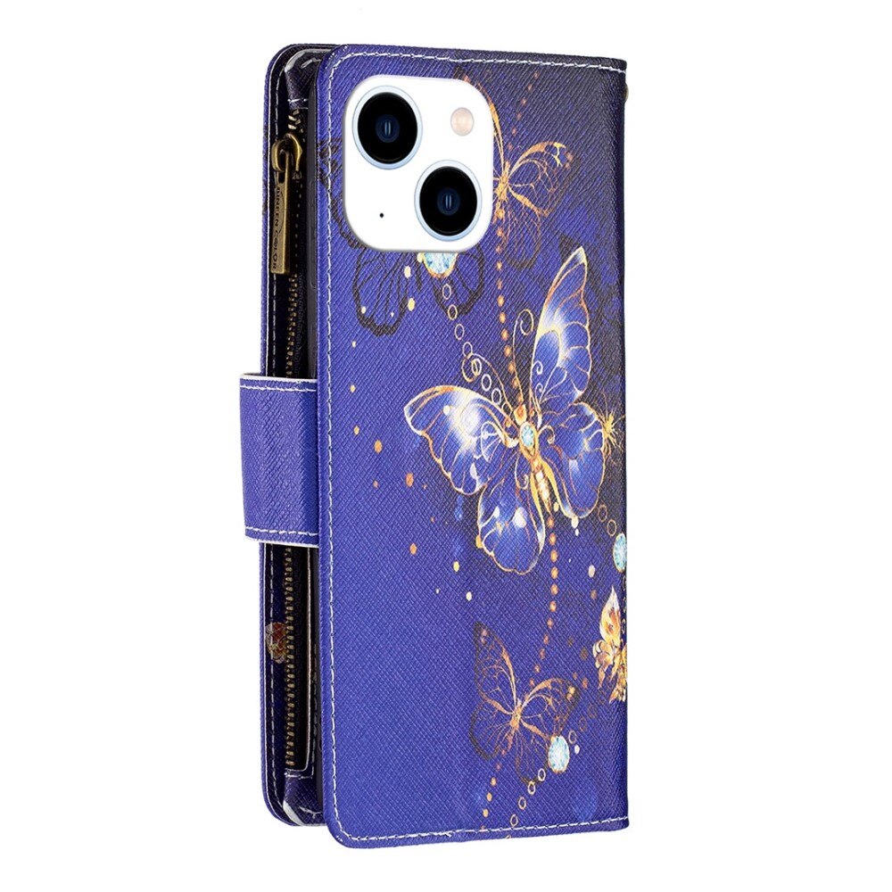 Coque Étui portefeuille iPhone 14 Papillons violets