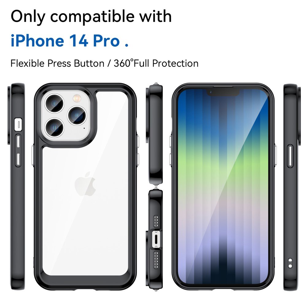 Coque hybride pour iPhone 14 Pro, Noir