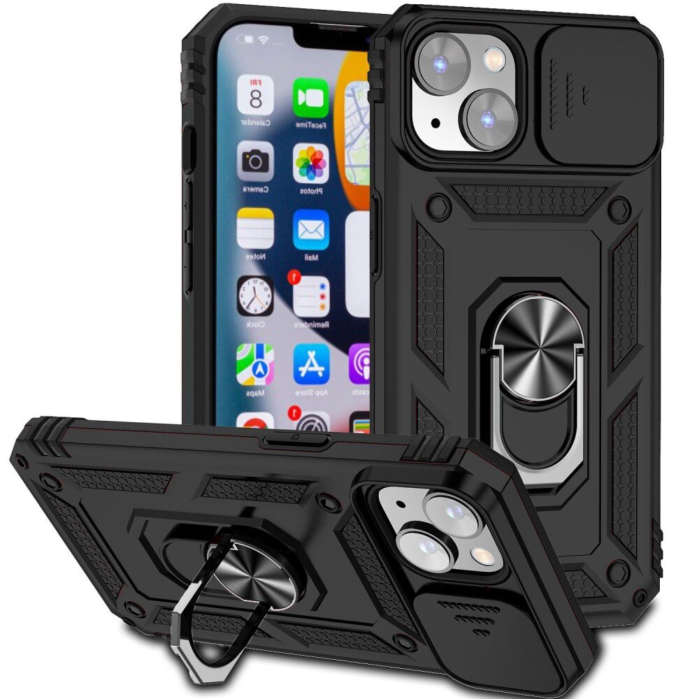 Coque Hybride Ring avec Protège Caméra iPhone 14 Plus, Noir