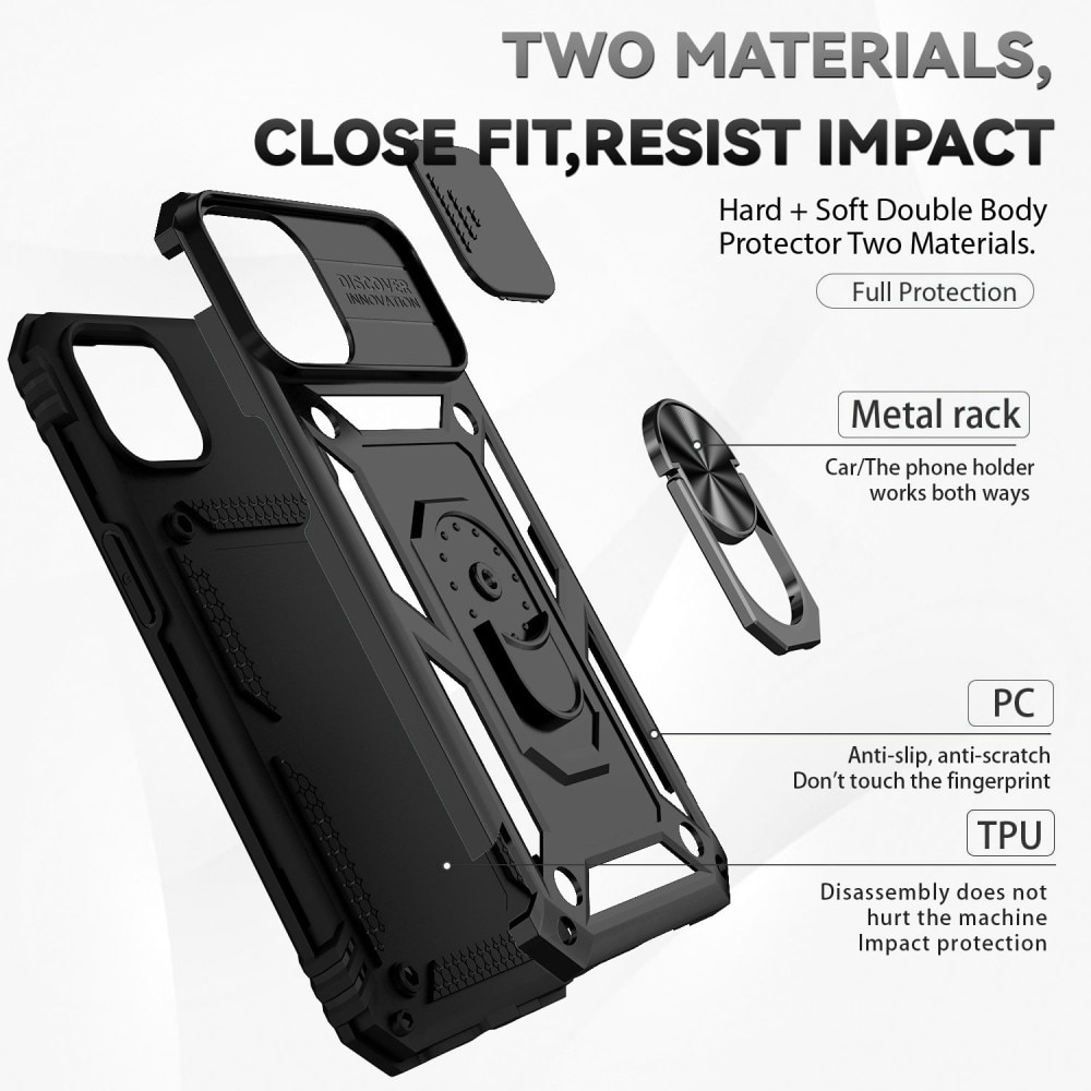 Coque Hybride Ring avec Protège Caméra iPhone 14 Plus, Noir