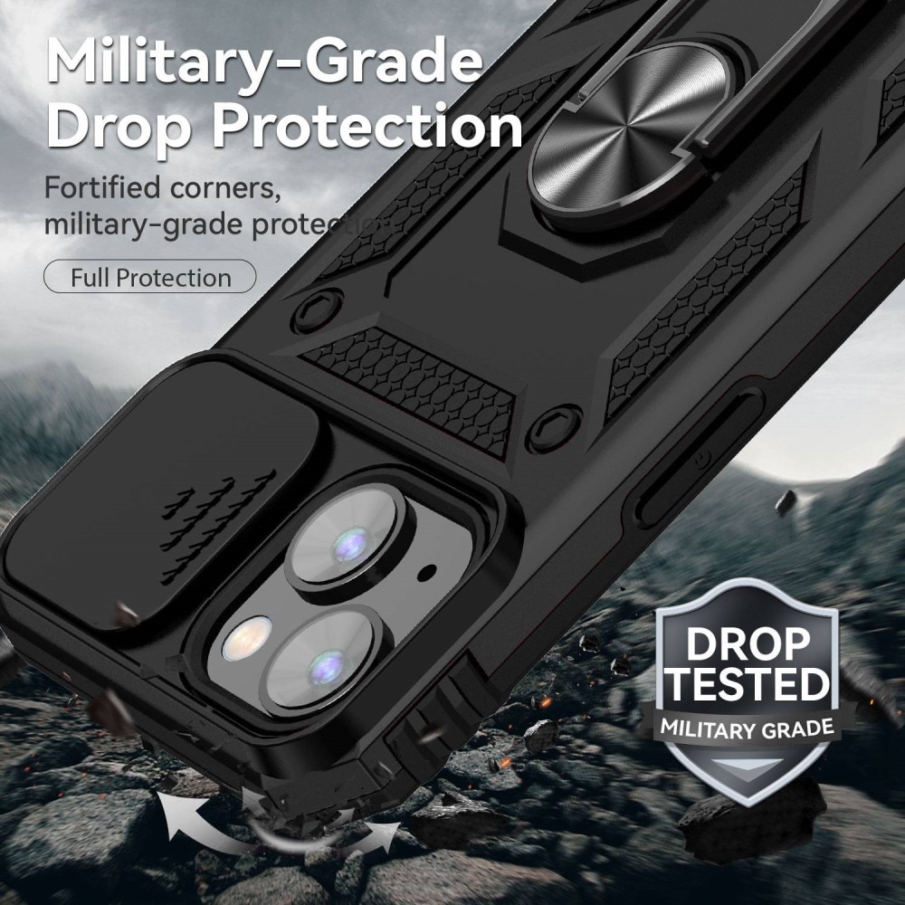 Coque Hybride Ring avec Protège Caméra iPhone 14 Plus, Noir