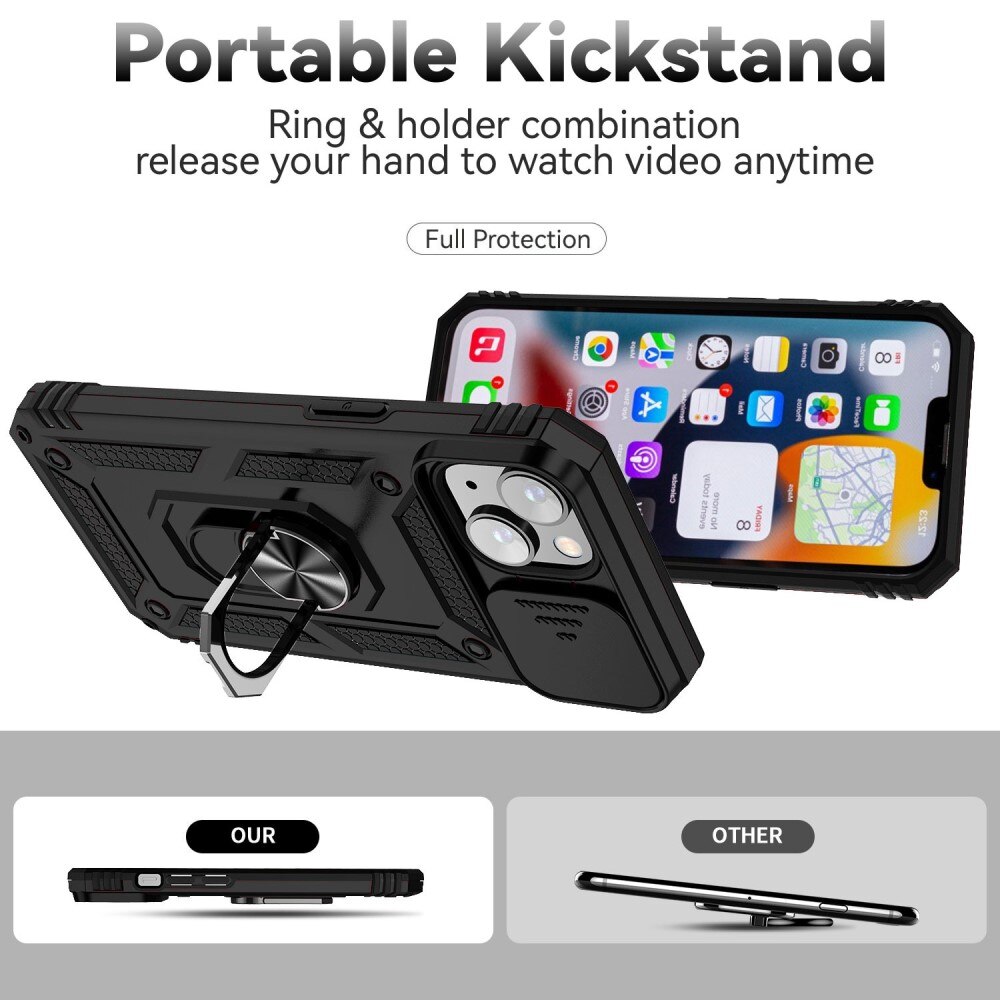 Coque Hybride Ring avec Protège Caméra iPhone 14 Plus, Noir