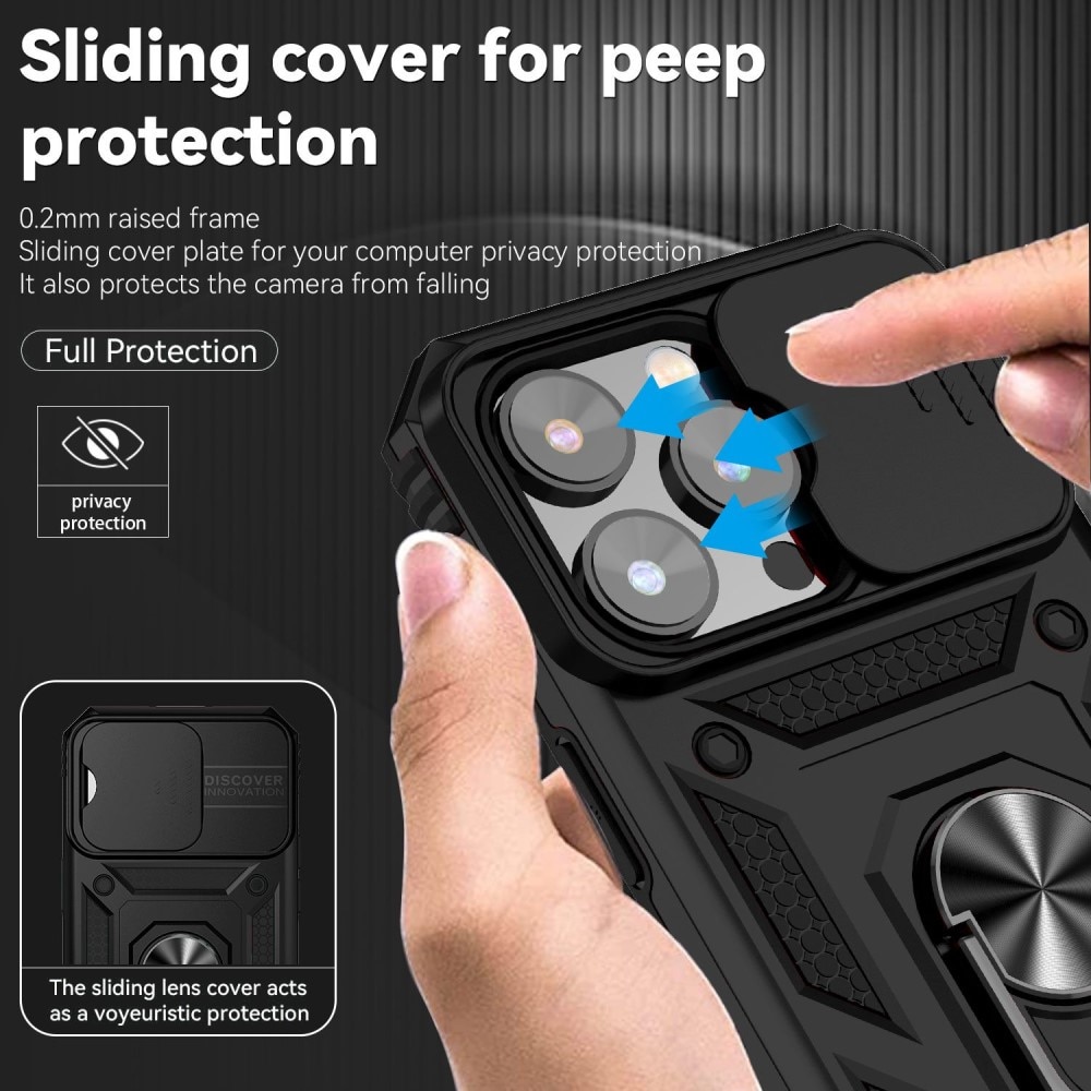 Coque Hybride Ring avec Protège Caméra iPhone 14 Pro Max Noir