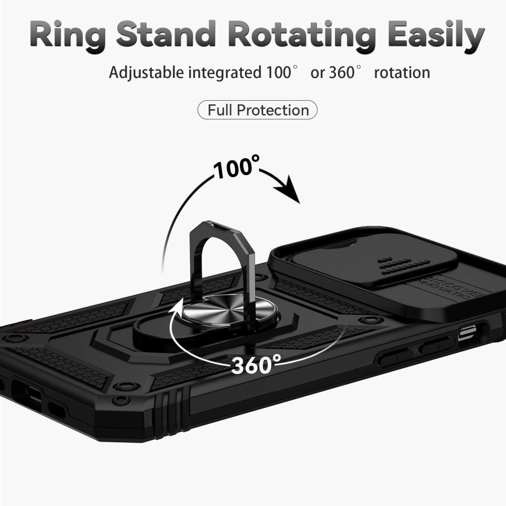 Coque Hybride Ring avec Protège Caméra iPhone 14 Pro Max, Noir
