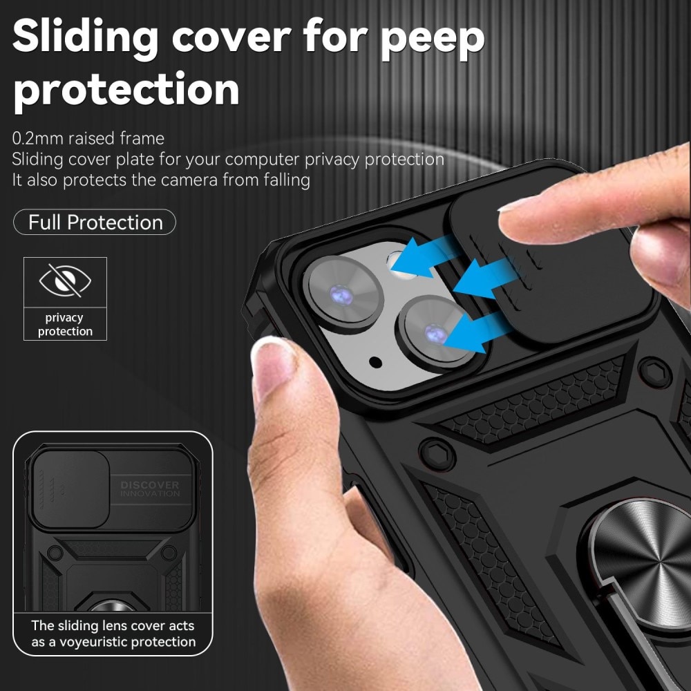 Coque Hybride Ring avec Protège Caméra iPhone 14, Noir