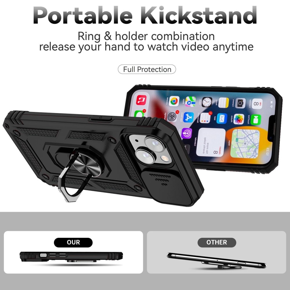 Coque Hybride Ring avec Protège Caméra iPhone 14, Noir
