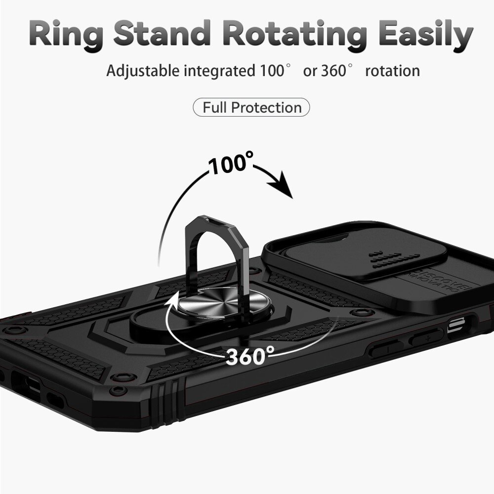 Coque Hybride Ring avec Protège Caméra iPhone 14 Pro, Noir