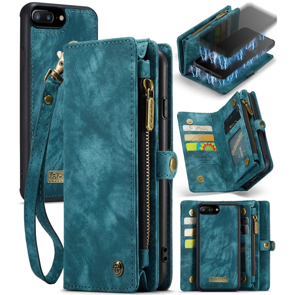 Étui portefeuille multi-cartes iPhone 7 Plus/iPhone 8 Plus, Bleu