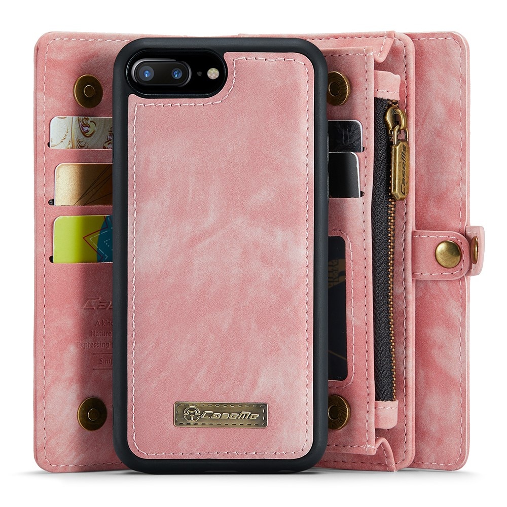 Étui portefeuille multi-cartes iPhone 7 Plus/8 Plus, rose