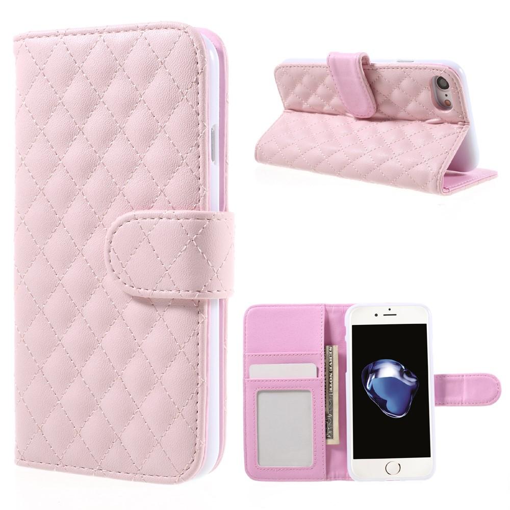 Étui portefeuille iPhone 7 Matelassé Rose