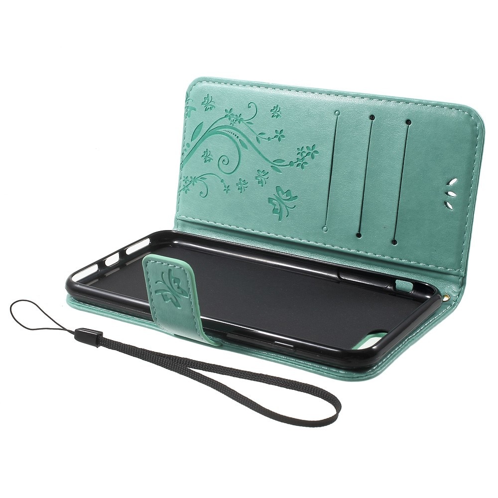 Étui en cuir à papillons pour iPhone 7 Plus/iPhone 8 Plus, Vert
