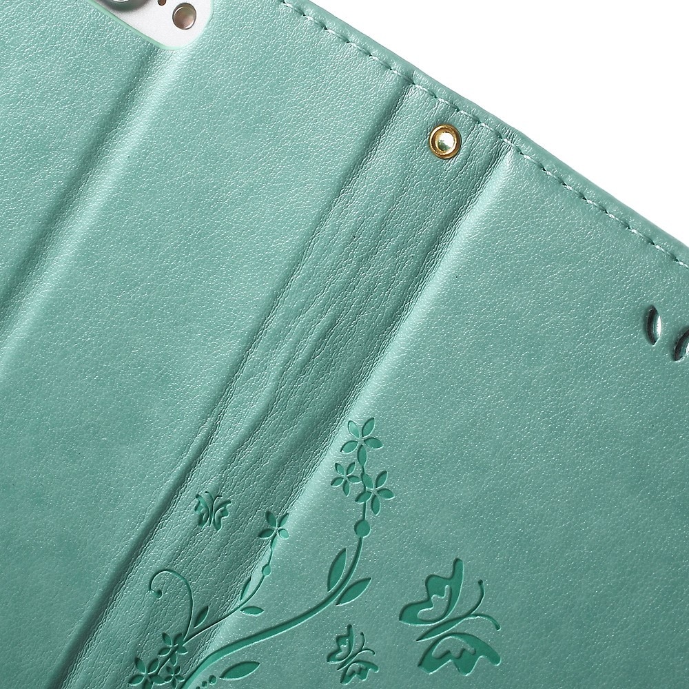 Étui en cuir à papillons pour iPhone 7 Plus/iPhone 8 Plus, Vert