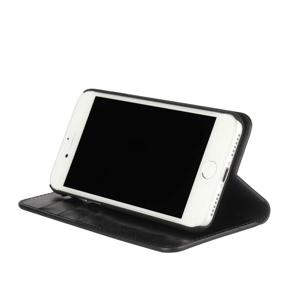Coque portefeuille en cuir Veritable iPhone SE 2022, Noir