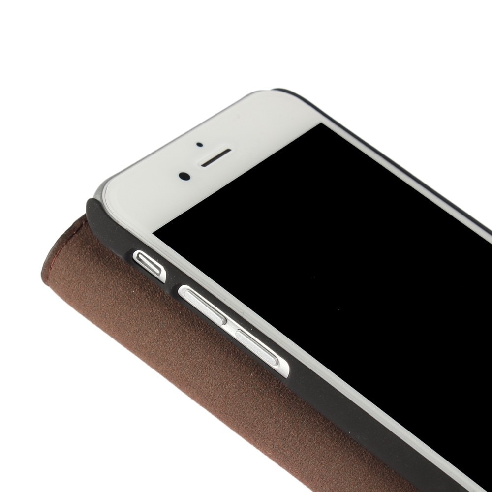Coque portefeuille en cuir Veritable iPhone SE (2022), marron foncé