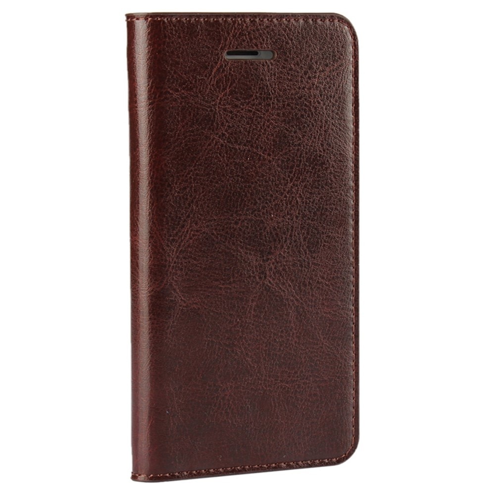 Coque portefeuille en cuir Veritable iPhone 7, Marron foncé