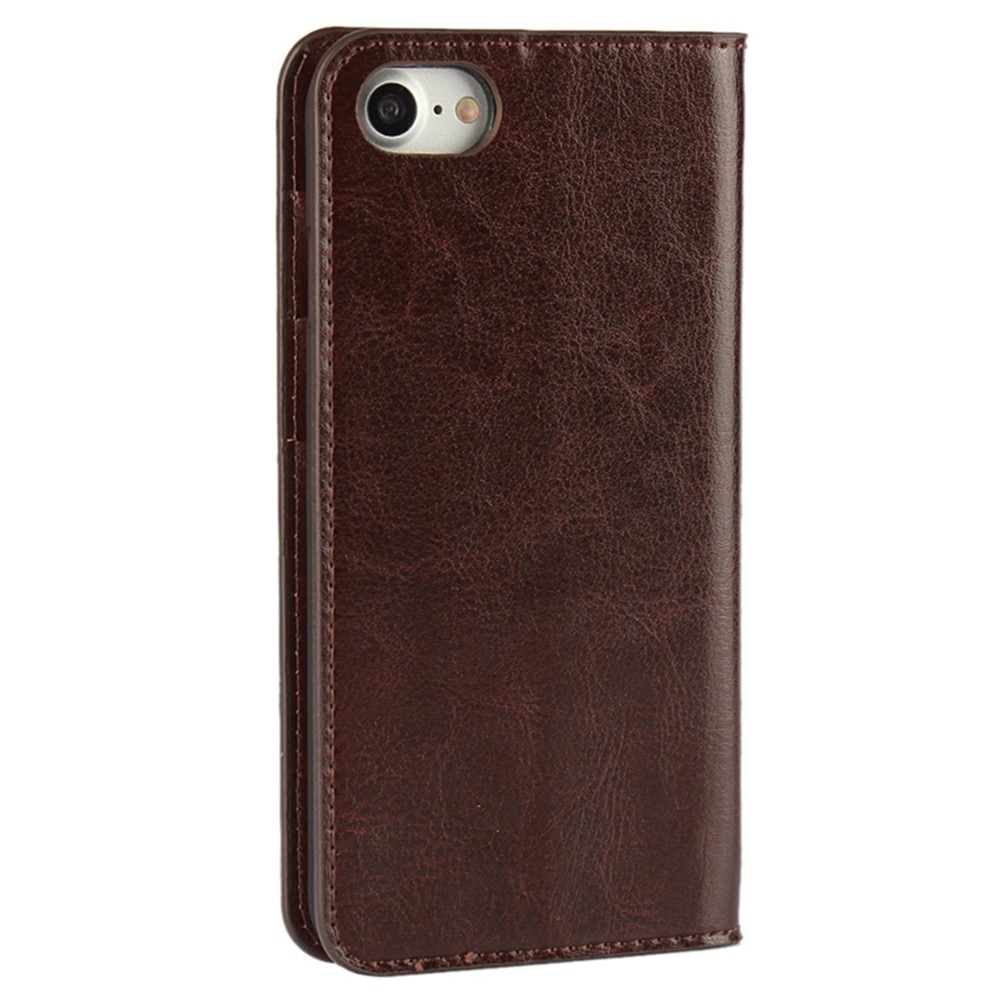 Coque portefeuille en cuir Veritable iPhone 7, Marron foncé