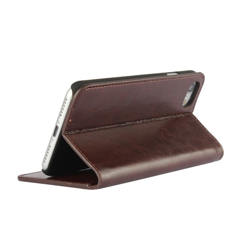 Coque portefeuille en cuir Veritable iPhone 7, Marron foncé