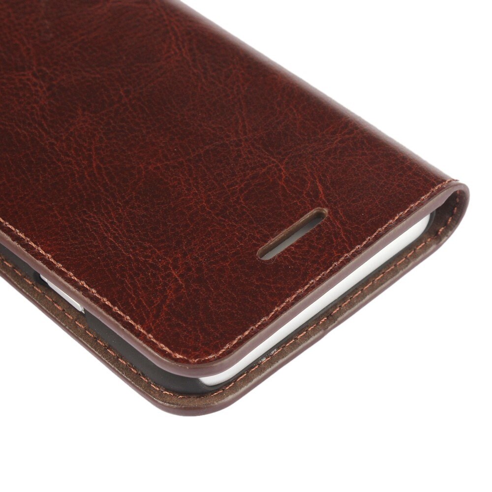 Coque portefeuille en cuir Veritable iPhone 7, Marron foncé
