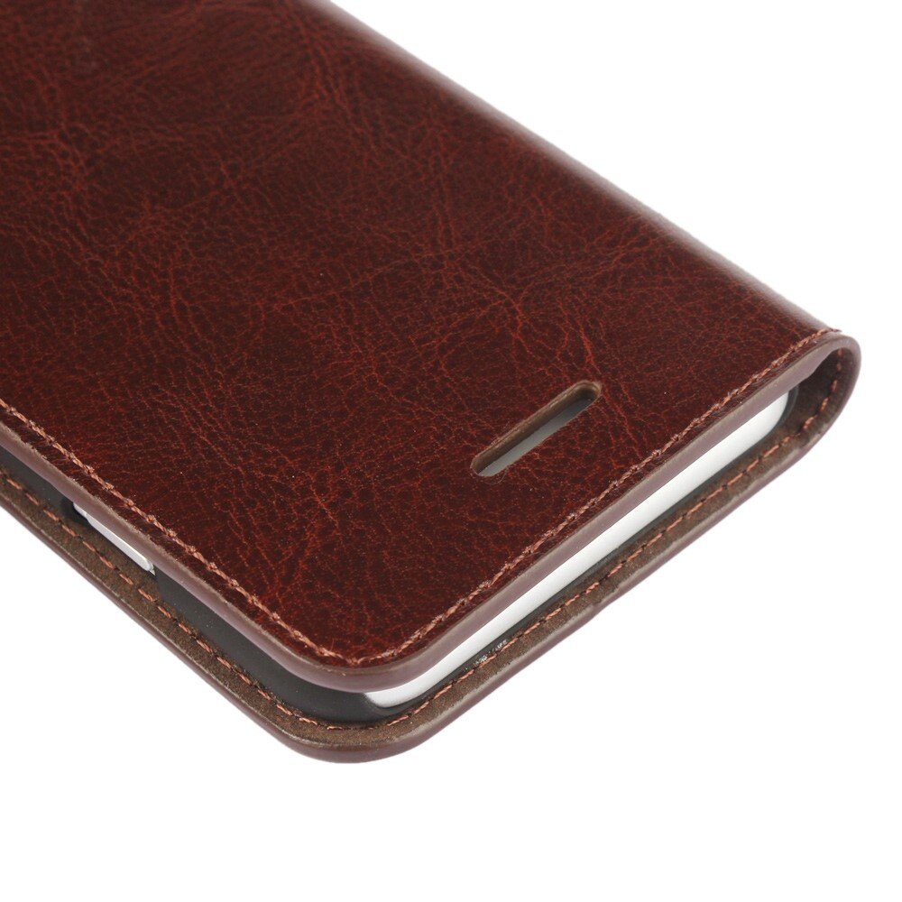 Coque portefeuille en cuir Veritable iPhone SE (2020), marron foncé