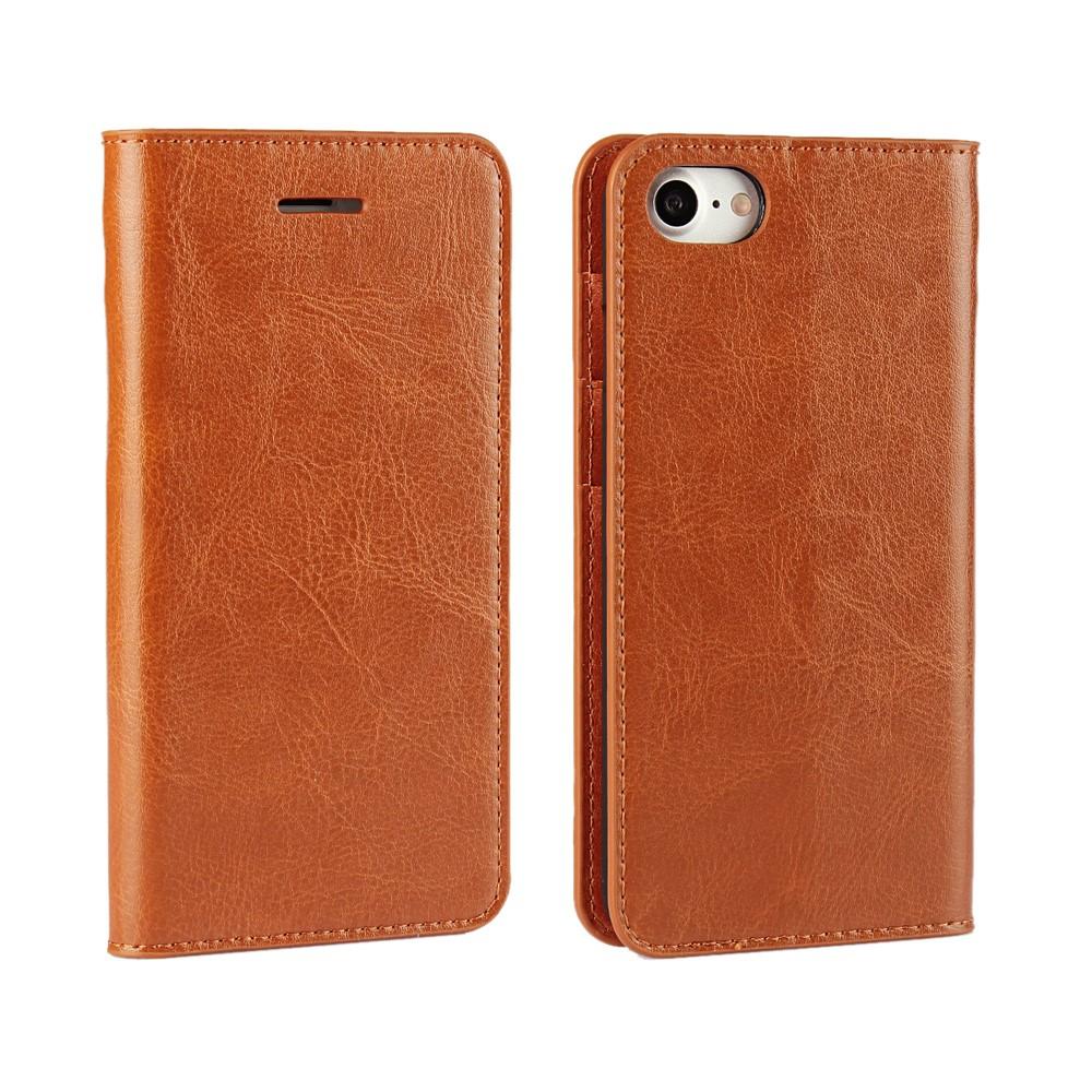 Coque portefeuille en cuir Veritable iPhone 7/8/SE Marron