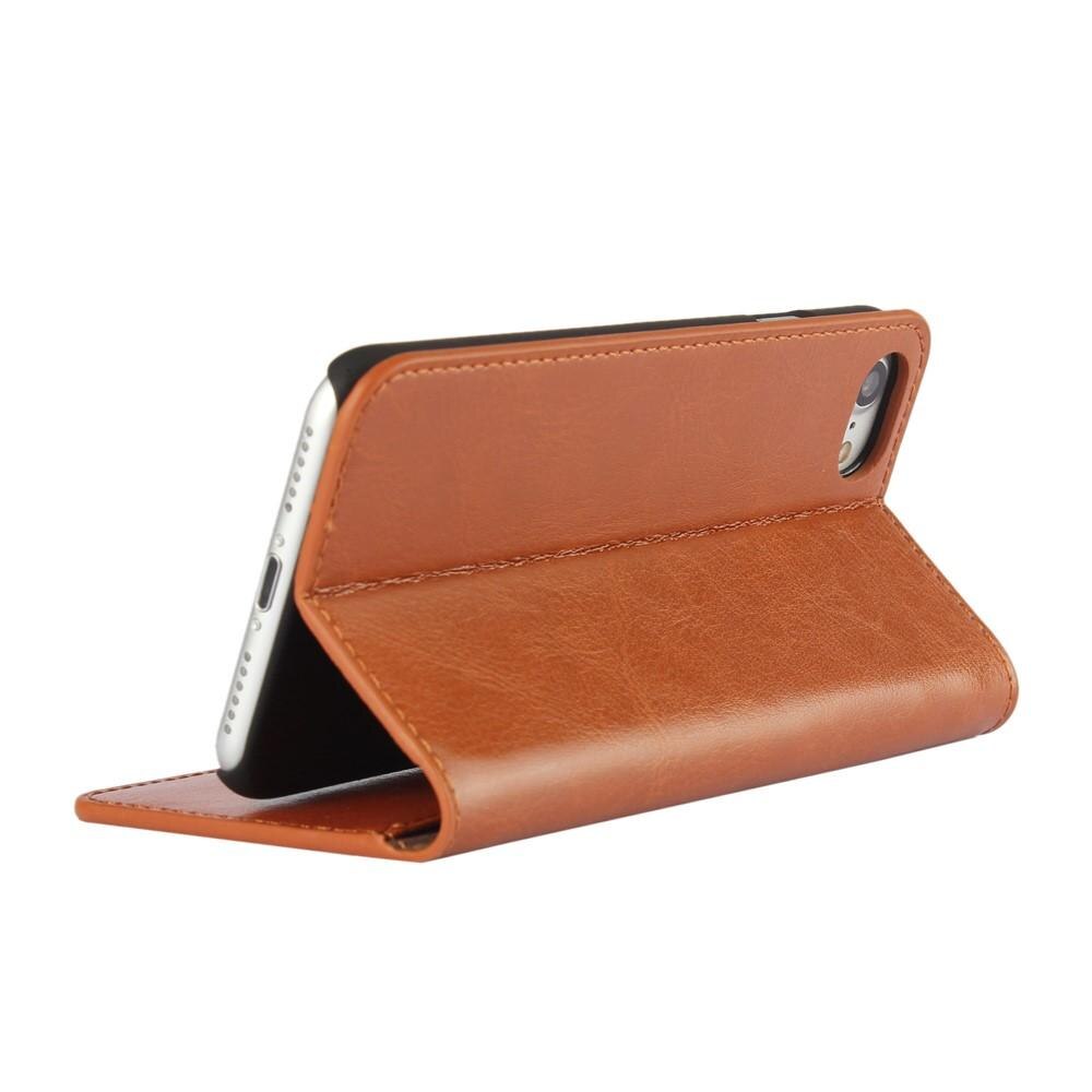 Coque portefeuille en cuir Veritable iPhone 7/8/SE Marron