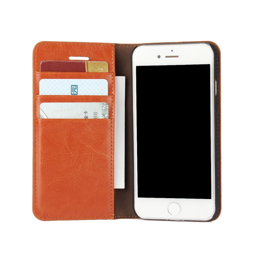 Coque portefeuille en cuir Veritable iPhone 7/8/SE Marron