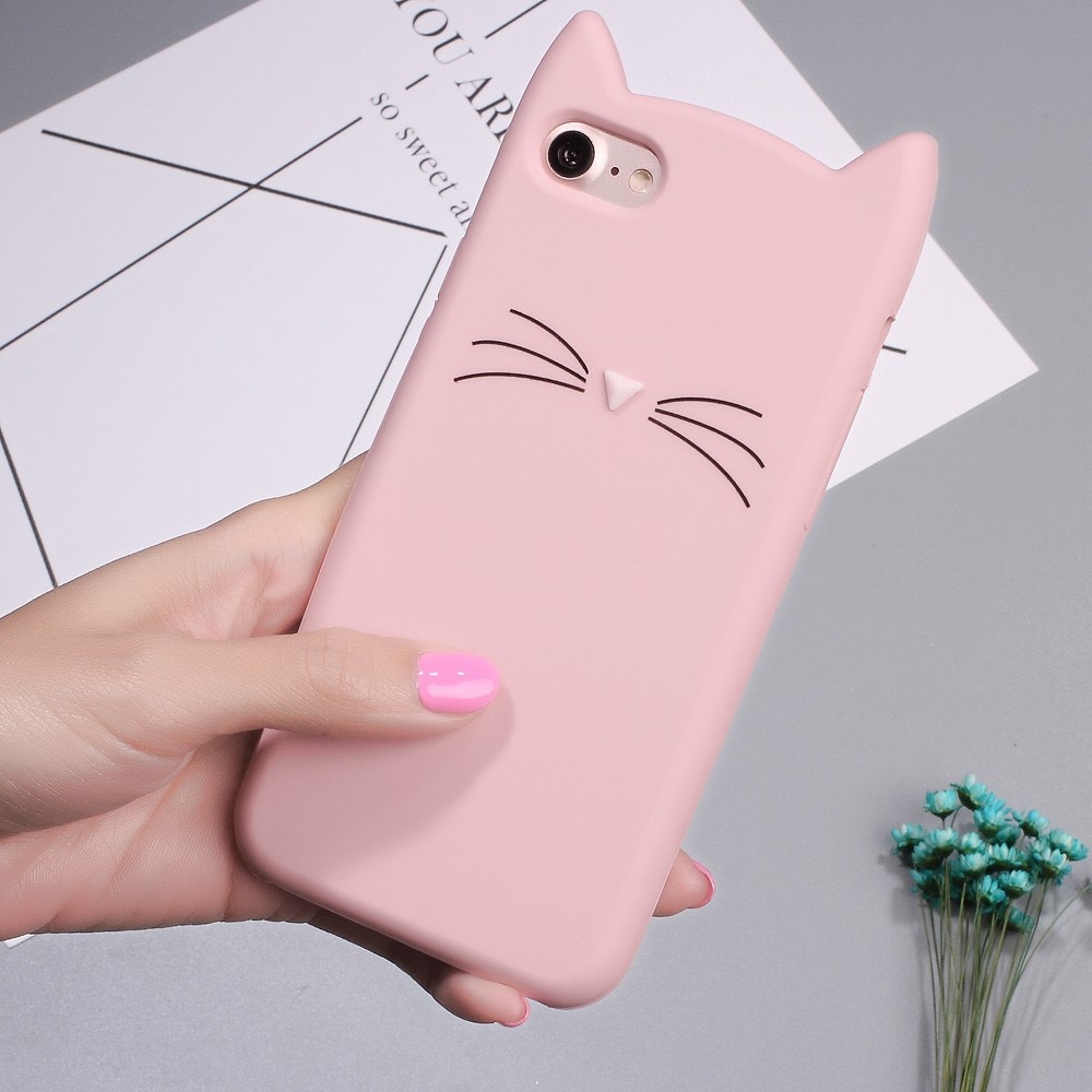 Coque en silicone Chat iPhone 7, rose