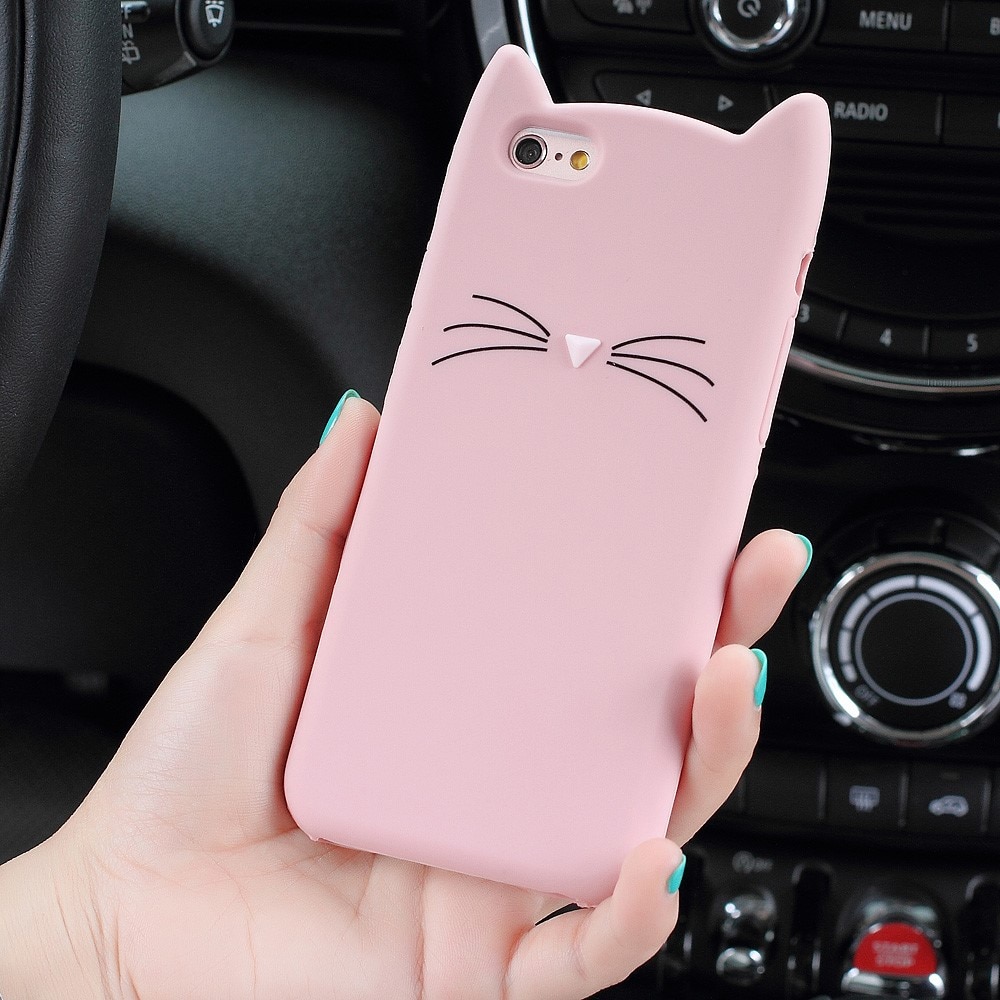 Coque en silicone Chat iPhone 8, rose