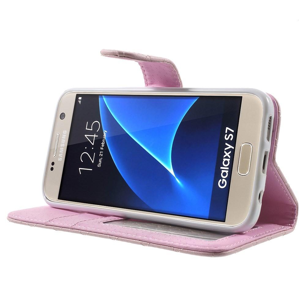 Étui portefeuille Samsung Galaxy S7 Matelassé Rose