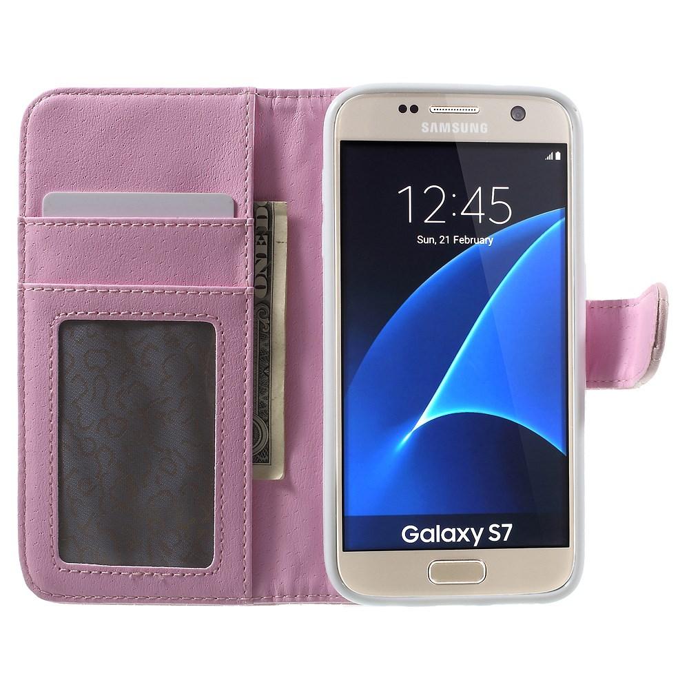 Étui portefeuille Samsung Galaxy S7 Matelassé Rose