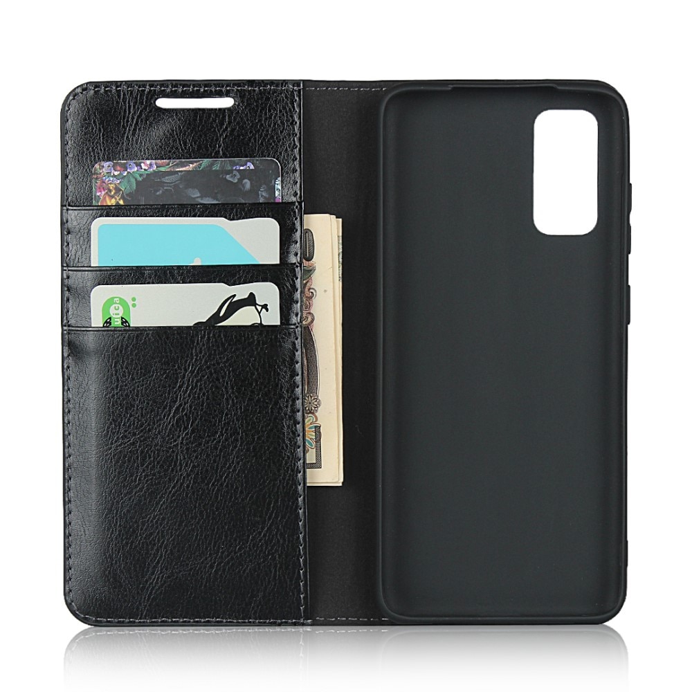 Coque portefeuille en cuir Veritable Samsung Galaxy S20, Noir