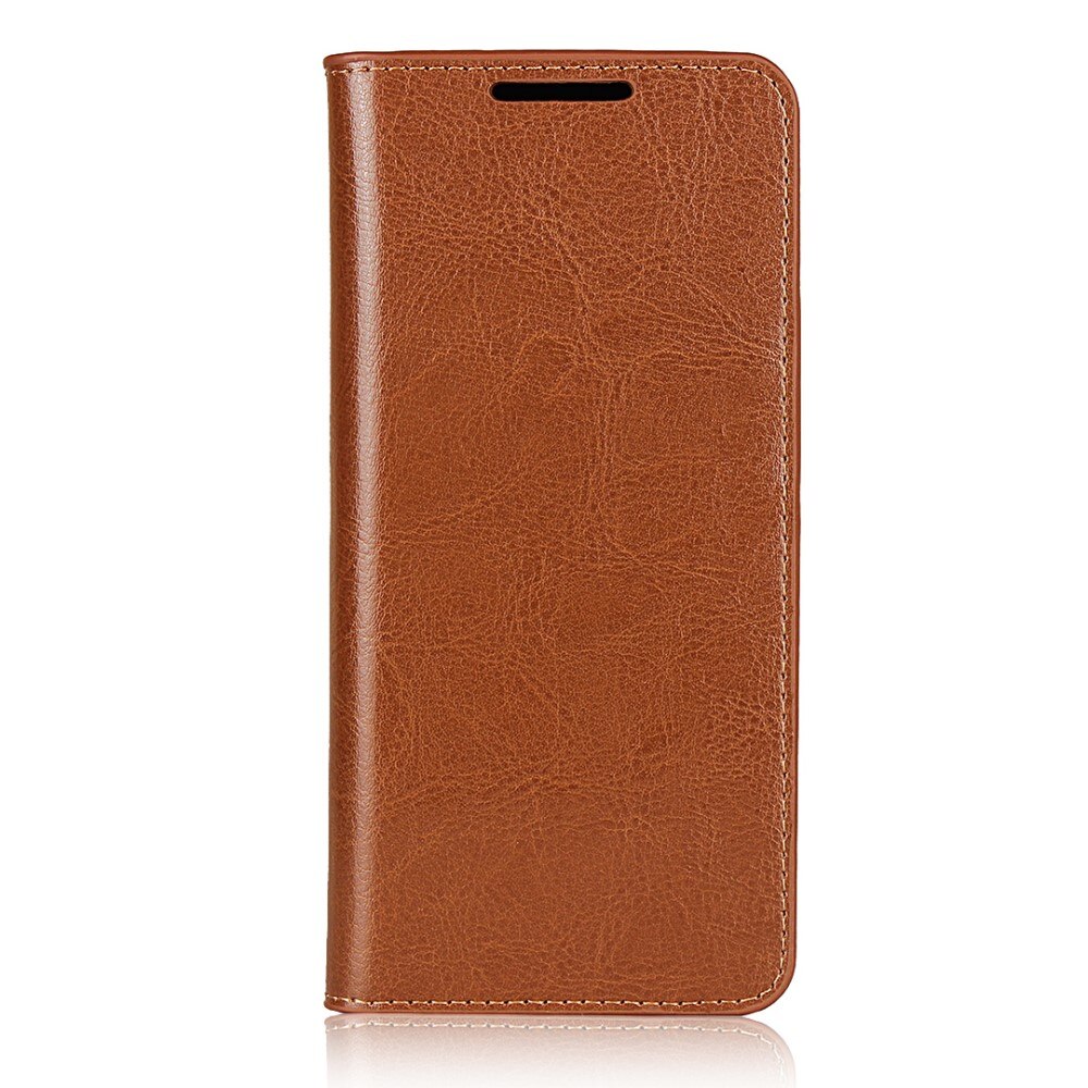 Coque portefeuille en cuir Veritable Samsung Galaxy S20, Marron