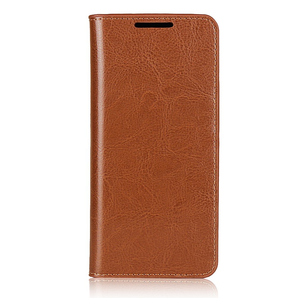 Coque portefeuille en cuir Veritable Samsung Galaxy S20, marron