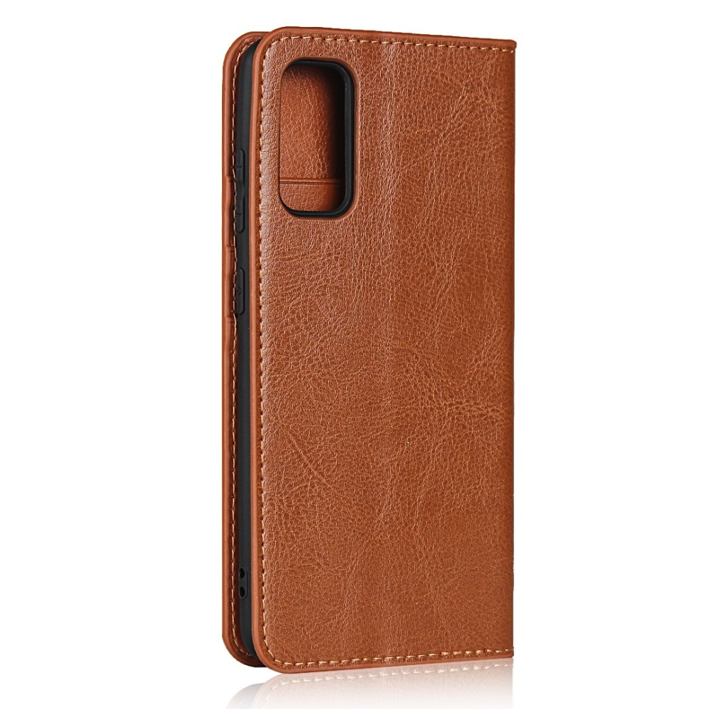 Coque portefeuille en cuir Veritable Samsung Galaxy S20, marron