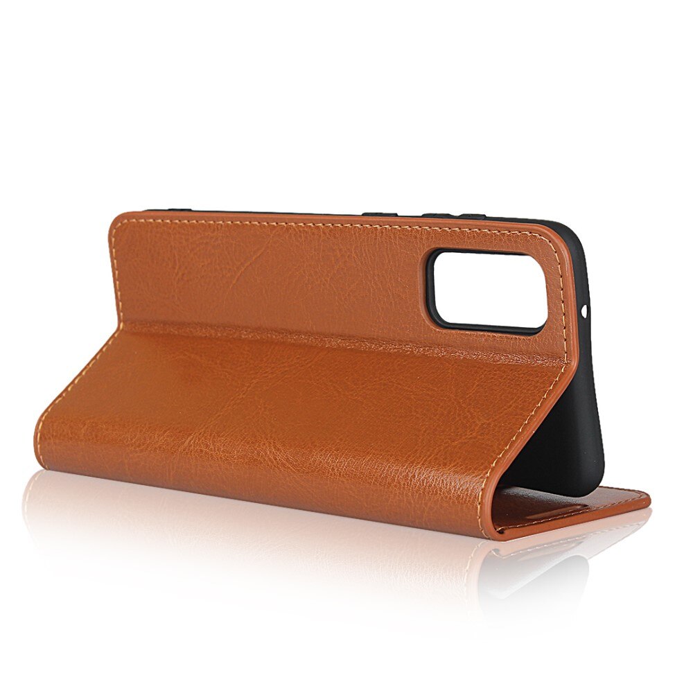 Coque portefeuille en cuir Veritable Samsung Galaxy S20, marron