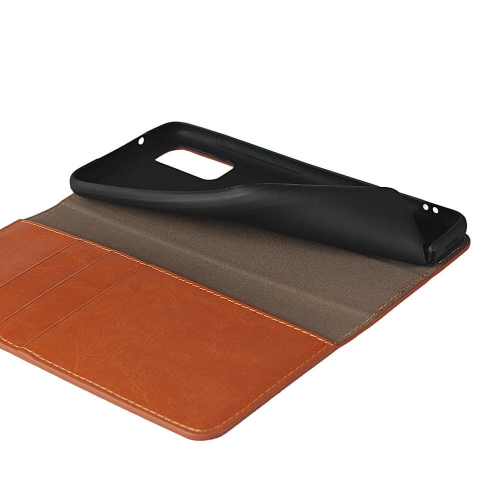 Coque portefeuille en cuir Veritable Samsung Galaxy S20, Marron