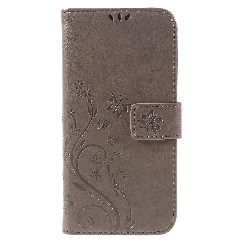 Étui en cuir à papillons pour Samsung Galaxy S7 Edge, Gris