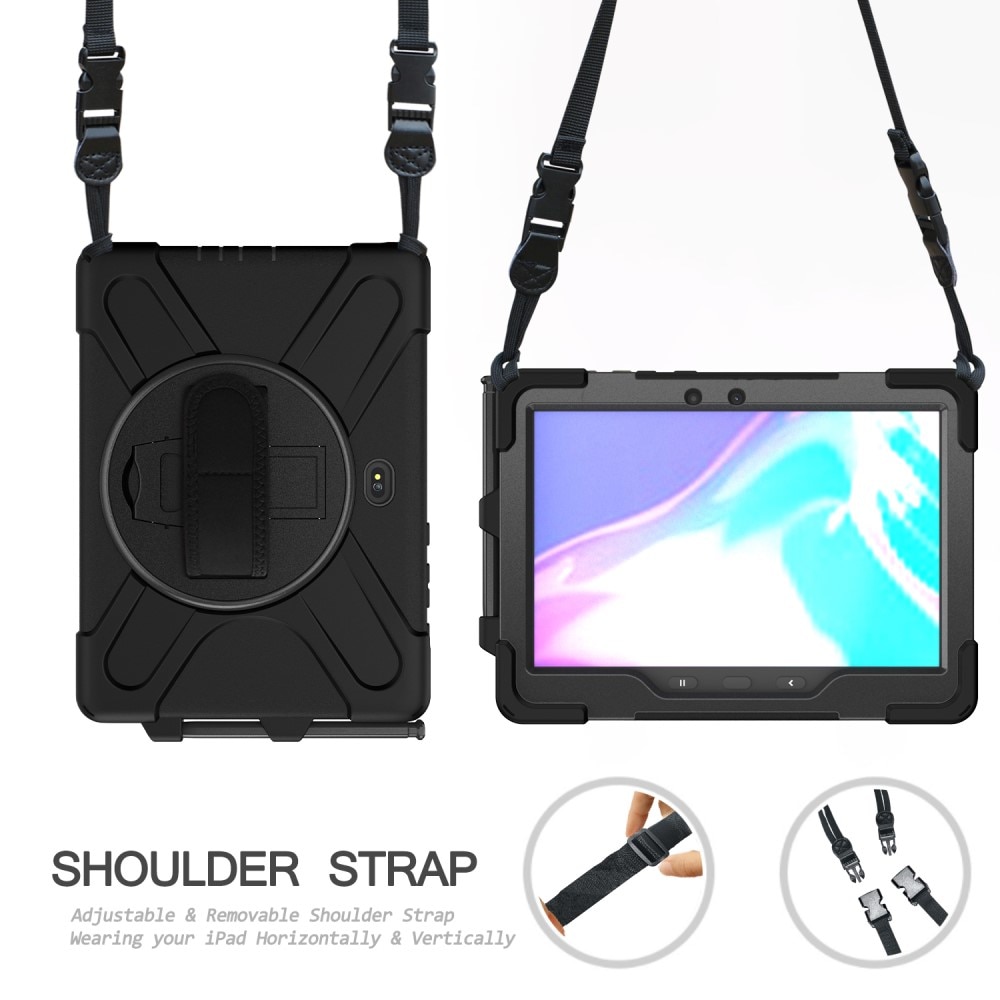 Coque hybride antichoc avec bandoulière Samsung Galaxy Tab Active4 Pro, noir