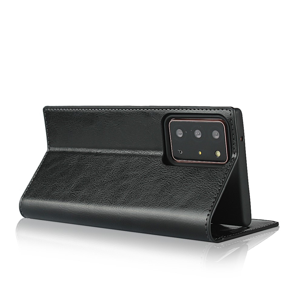 Coque portefeuille en cuir Veritable Samsung Galaxy Note 20 Ultra, Noir