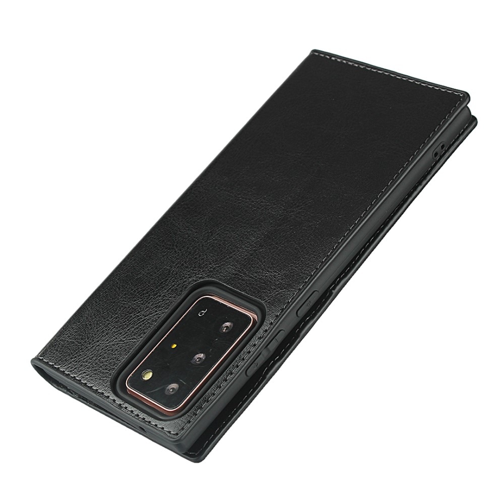 Coque portefeuille en cuir Veritable Samsung Galaxy Note 20 Ultra, noir