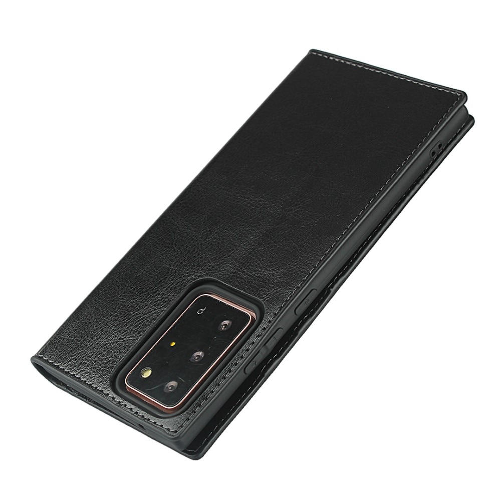Coque portefeuille en cuir Veritable Samsung Galaxy Note 20 Ultra, Noir