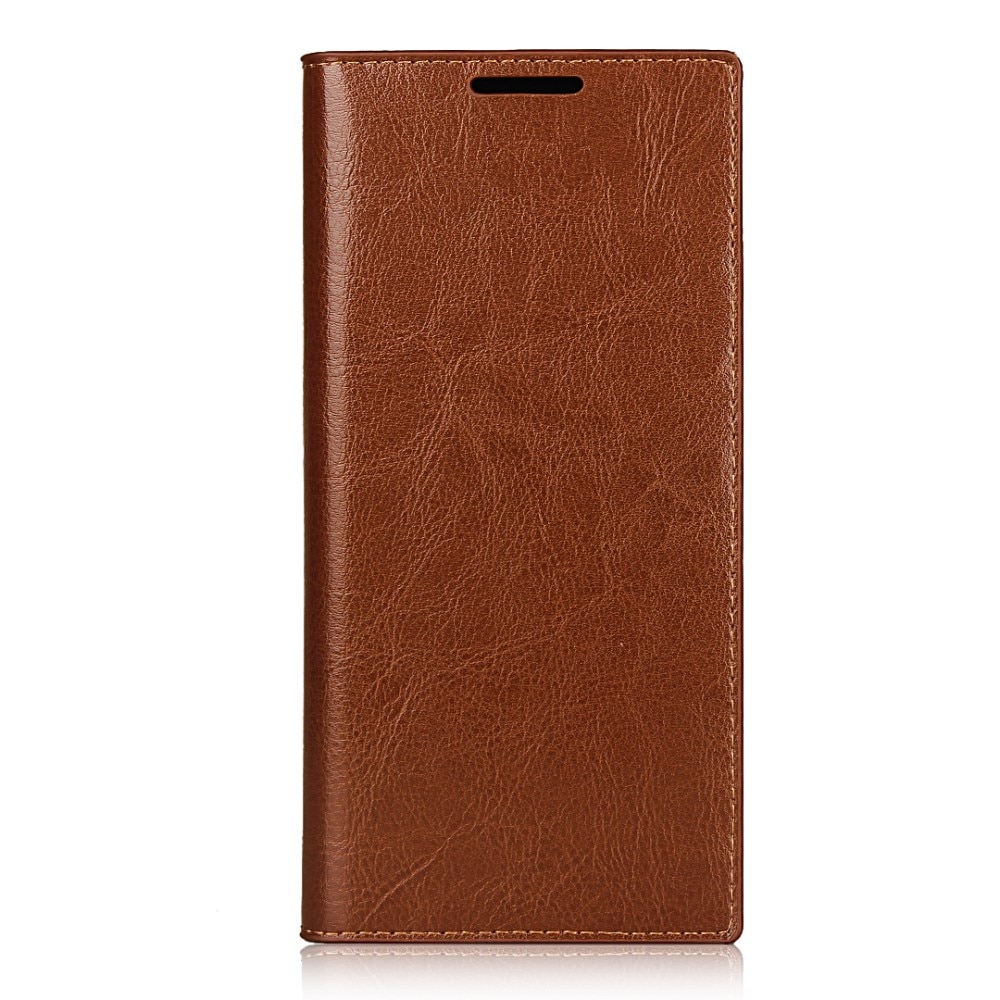 Coque portefeuille en cuir Veritable Samsung Galaxy Note 20 Ultra, marron