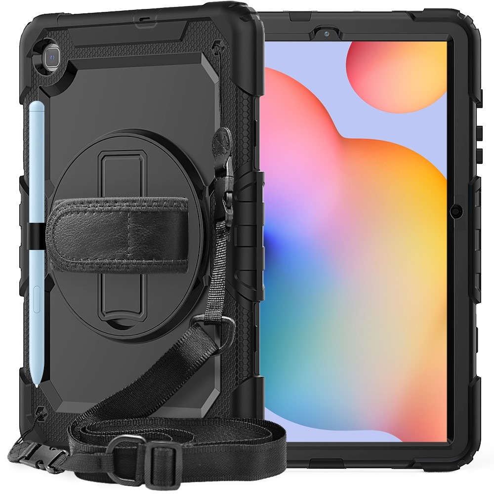 Full Protection Coque hybride antichoc avec bandoulière Samsung Galaxy Tab S6 Lite 10.4, noir