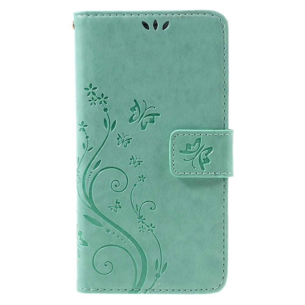 Étui en cuir à papillons pour Samsung Galaxy J5 2016, Vert